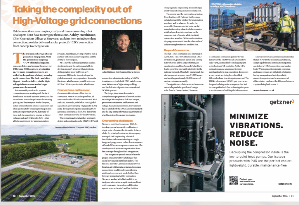 Screenshot of a case study feature for Sinewave's work for Sonnedix at Gammaton Moor